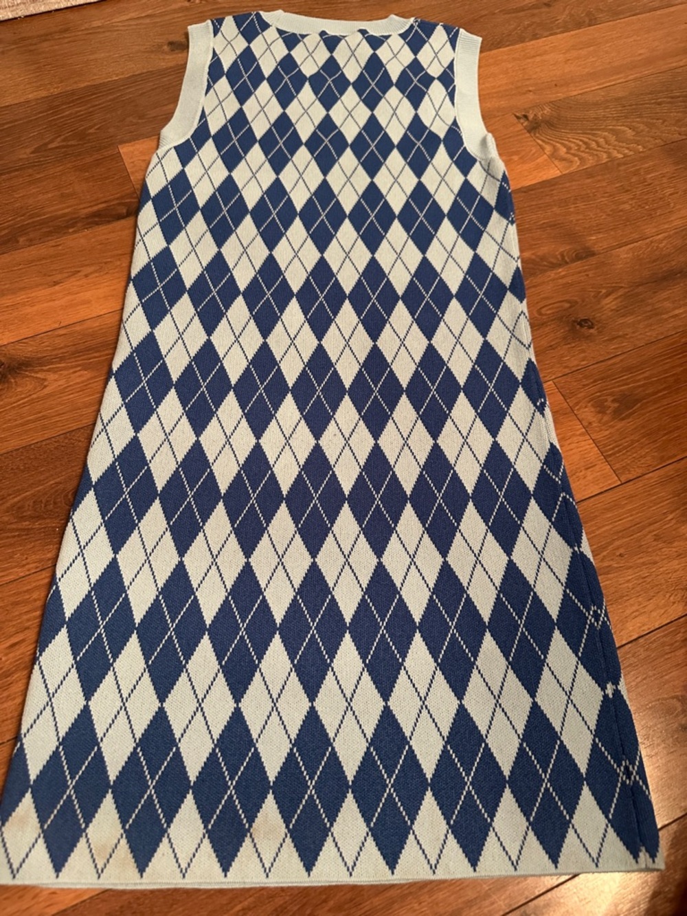 ZARA Blue Argyle Pattern Knit DRESS - Picture 5 of 6